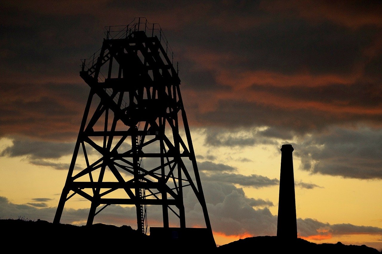 Drilling Tower In The Sunset