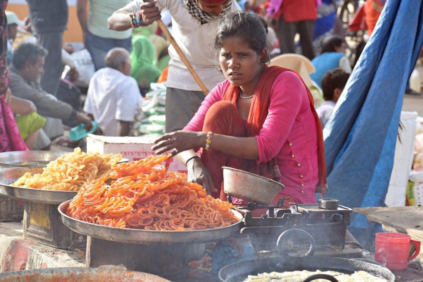 Woman vendor in Indian marketplace