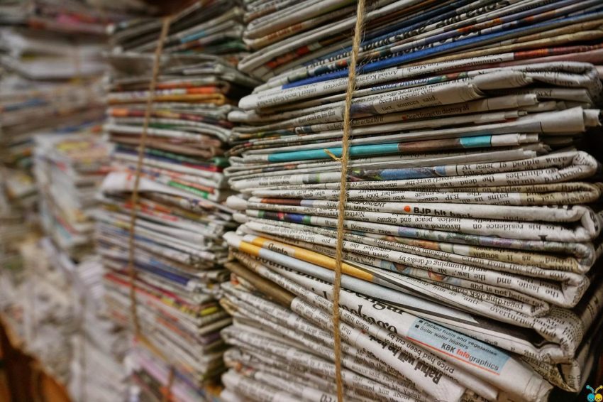 Newspapers tied up for recycling
