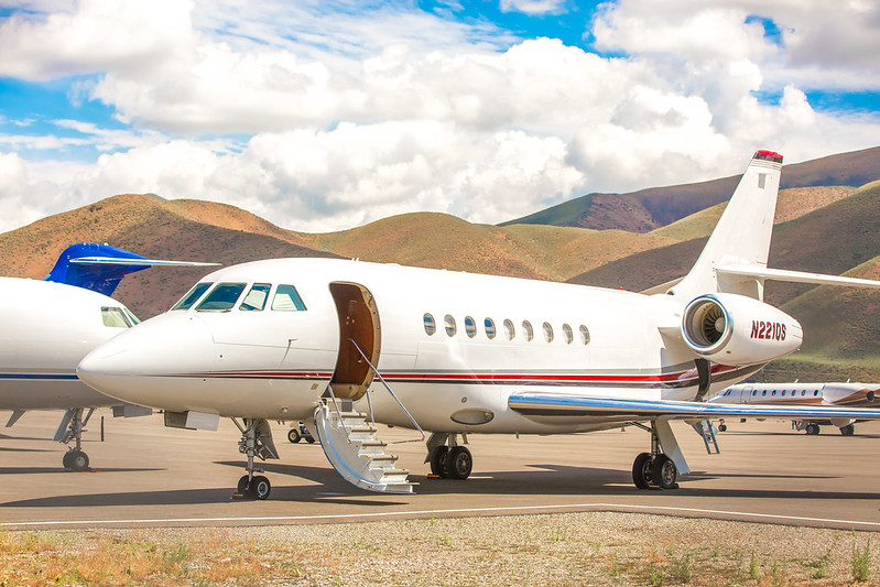 Private jet in Sun Valley, Idaho.